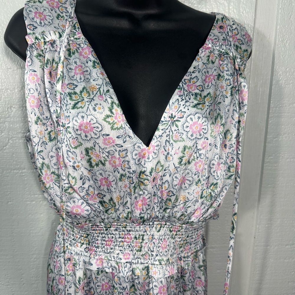 CeCe Floral Sleeveless Smocked Waist Jumpsuit Size XS EUC - Picture 4 of 8